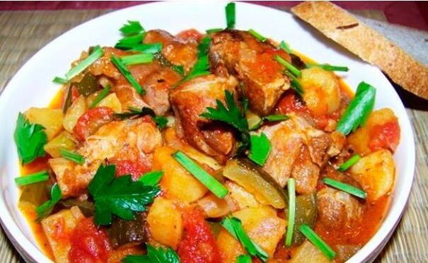 与蔬菜的肉